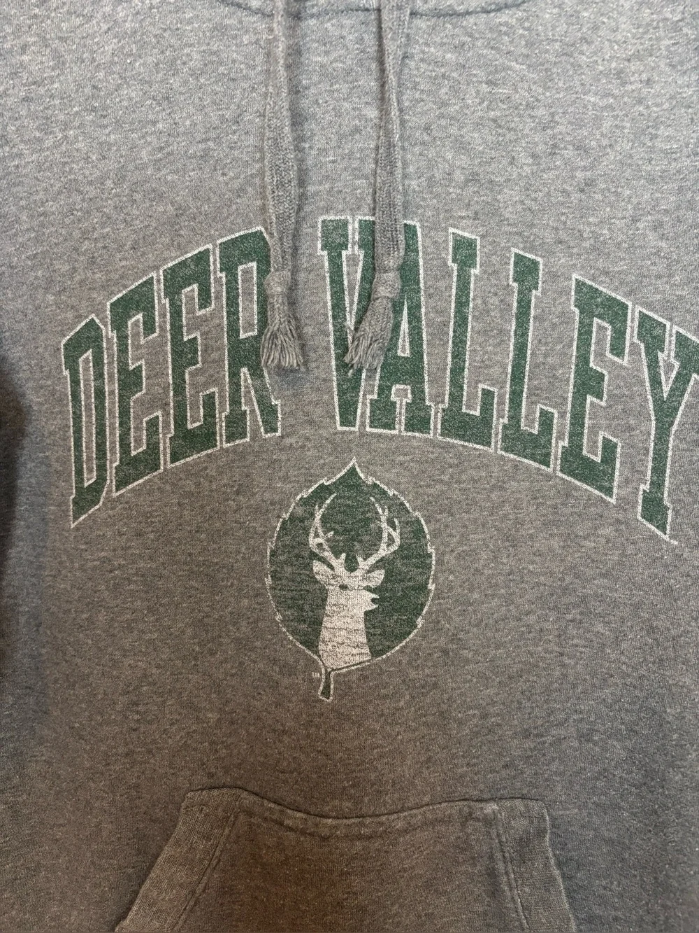 Deer Valley Gear for Sports Big Cotton Hoodie Gray Green Unisex Small Ski